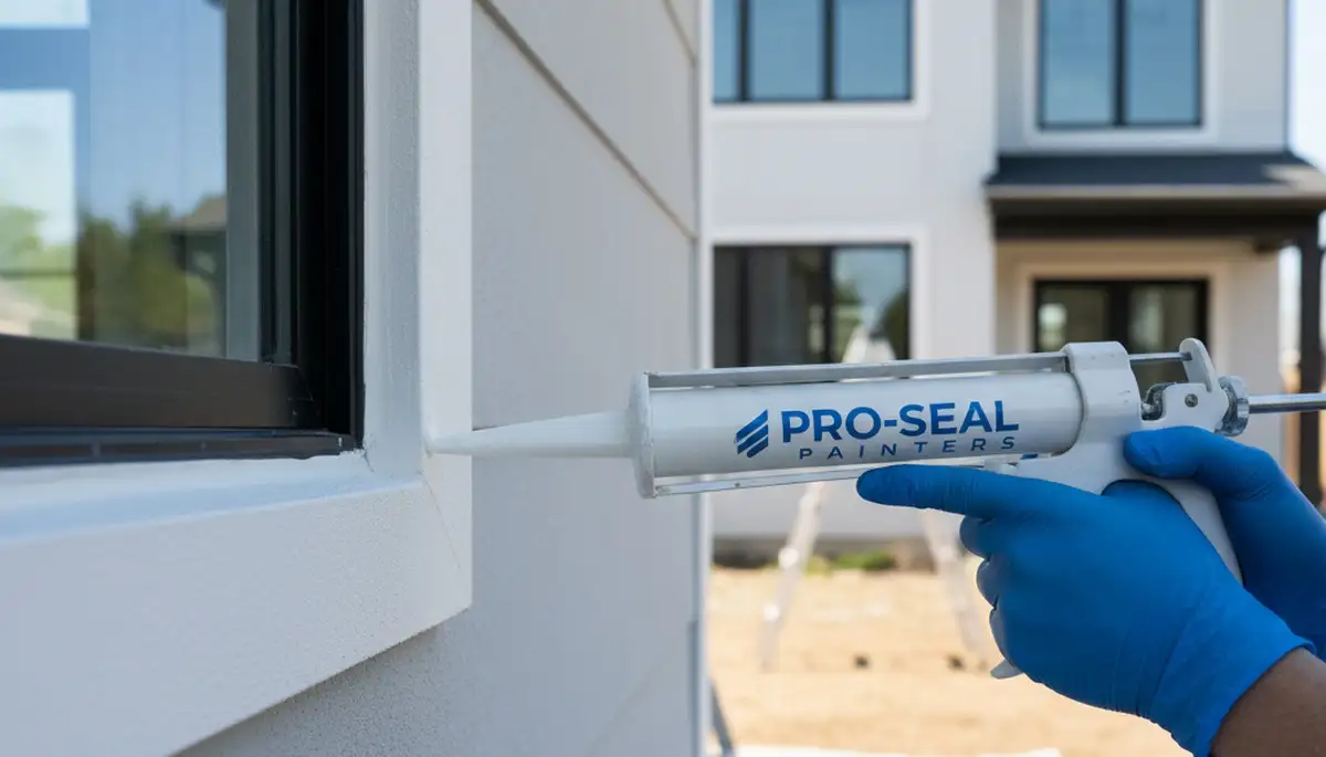 Professional caulking and sealing on Modesto, CA home exterior for weather protection and durability