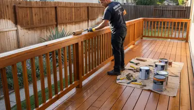 Professional deck and fence staining service protecting outdoor wood in Modesto, CA