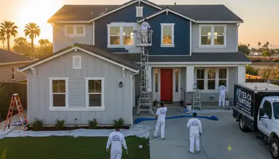 Professional house painters improving home exterior in Modesto, CA