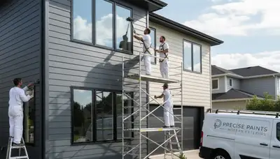 Professional siding painting on Modesto CA home by expert house painters for durable exterior finish