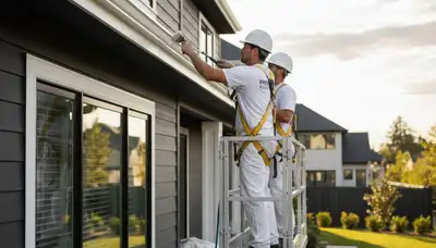 Professional trim and fascia painting on a Modesto, CA home by expert house painters