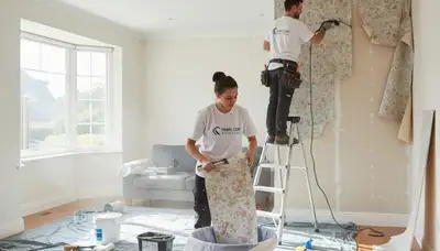 Professional wallpaper removal service by house painters in Modesto, CA for smooth wall prep