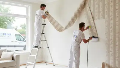 Professional wallpaper removal by house painters in Modesto, CA for smooth interior wall prep